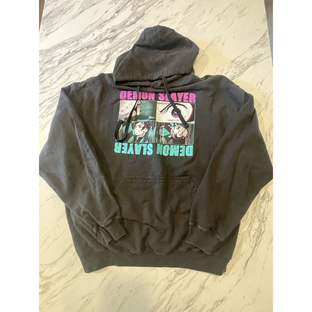 Demon Slayer Anime Black Pullover Graphic Hoodie Sweatshirt XL